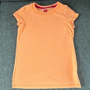 Hanes Girls Fluorescent Orange Cap Sleeve T-Shirt Size medium